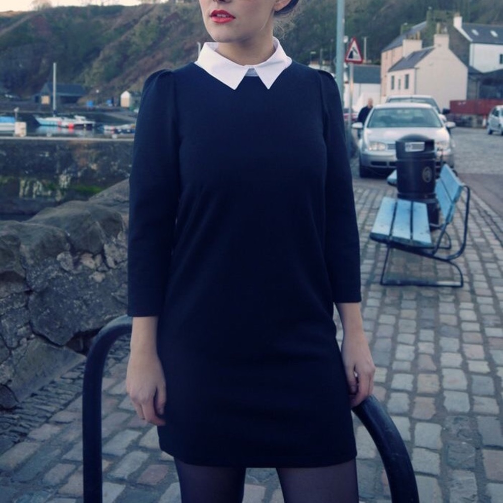 SOLD Black Dress With White Collar - Picture 9 of 9
